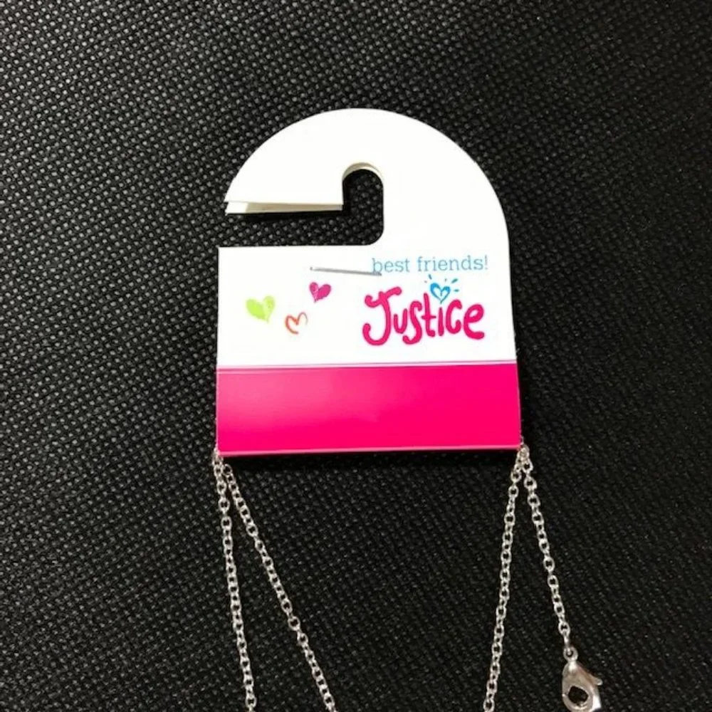 Set of 2 Justice Friends Forever Floral Stripe Beach Sandal Enamel Necklaces
